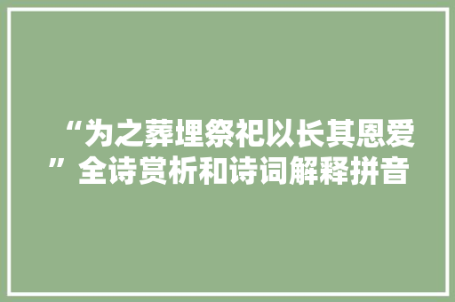 “为之葬埋祭祀以长其恩爱”全诗赏析和诗词解释拼音翻译