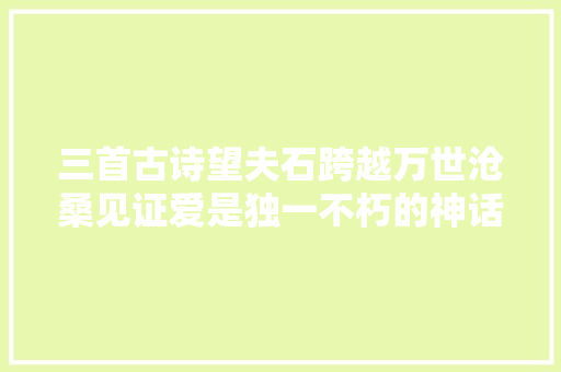 三首古诗望夫石跨越万世沧桑见证爱是独一不朽的神话