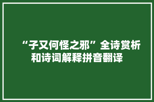 “子又何怪之邪”全诗赏析和诗词解释拼音翻译