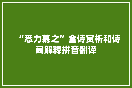 “悉力慕之”全诗赏析和诗词解释拼音翻译