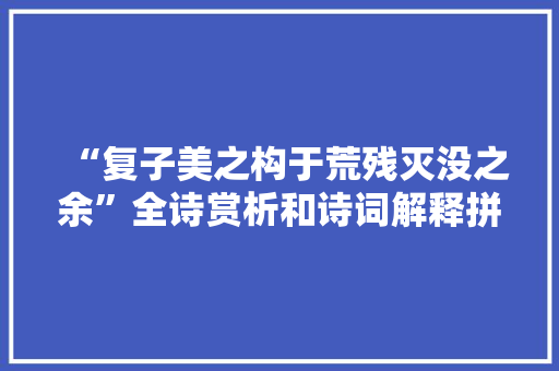 “复子美之构于荒残灭没之余”全诗赏析和诗词解释拼音翻译