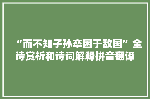 “而不知子孙卒困于敌国”全诗赏析和诗词解释拼音翻译