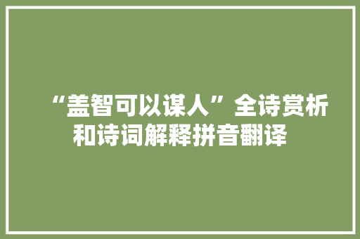 “盖智可以谋人”全诗赏析和诗词解释拼音翻译