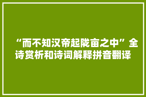 “而不知汉帝起陇亩之中”全诗赏析和诗词解释拼音翻译