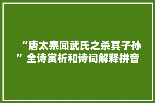 “唐太宗闻武氏之杀其子孙”全诗赏析和诗词解释拼音翻译