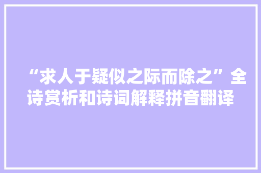“求人于疑似之际而除之”全诗赏析和诗词解释拼音翻译