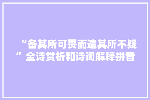 “备其所可畏而遗其所不疑”全诗赏析和诗词解释拼音翻译