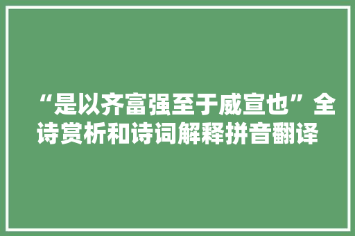 “是以齐富强至于威宣也”全诗赏析和诗词解释拼音翻译