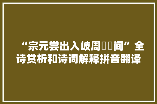 “宗元尝出入岐周邠斄间”全诗赏析和诗词解释拼音翻译