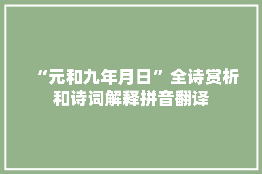 “元和九年月日”全诗赏析和诗词解释拼音翻译