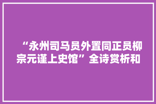 “永州司马员外置同正员柳宗元谨上史馆”全诗赏析和诗词解释拼音翻译