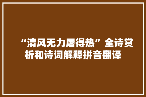 “清风无力屠得热”全诗赏析和诗词解释拼音翻译