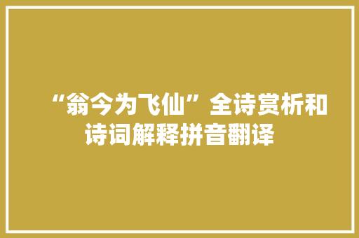 “翁今为飞仙”全诗赏析和诗词解释拼音翻译