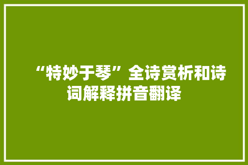 “特妙于琴”全诗赏析和诗词解释拼音翻译