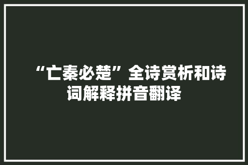 “亡秦必楚”全诗赏析和诗词解释拼音翻译