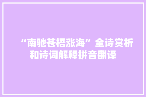 “南驰苍梧涨海”全诗赏析和诗词解释拼音翻译