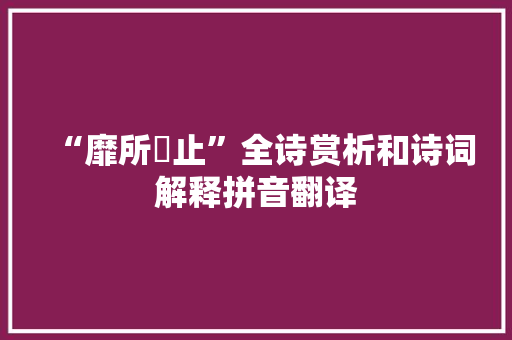 “靡所厎止”全诗赏析和诗词解释拼音翻译