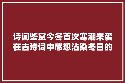 诗词鉴赏今冬首次寒潮来袭在古诗词中感想沾染冬日的苦寒