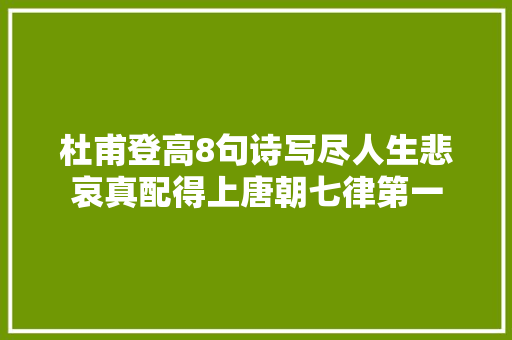 杜甫登高8句诗写尽人生悲哀真配得上唐朝七律第一