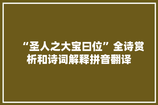 “圣人之大宝曰位”全诗赏析和诗词解释拼音翻译