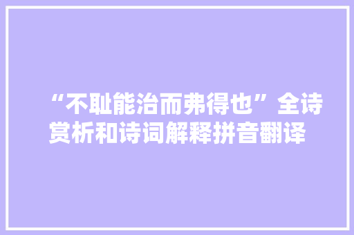 “不耻能治而弗得也”全诗赏析和诗词解释拼音翻译