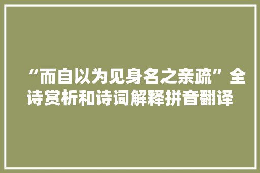 “而自以为见身名之亲疏”全诗赏析和诗词解释拼音翻译