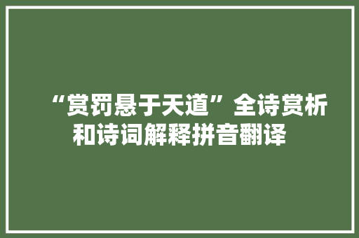 “赏罚悬于天道”全诗赏析和诗词解释拼音翻译