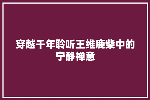 穿越千年聆听王维鹿柴中的宁静禅意