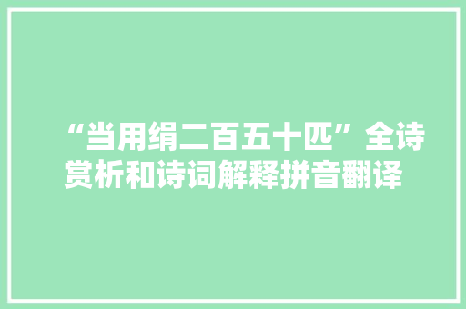“当用绢二百五十匹”全诗赏析和诗词解释拼音翻译