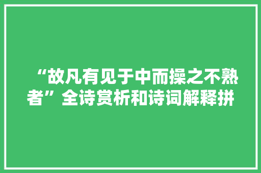 “故凡有见于中而操之不熟者”全诗赏析和诗词解释拼音翻译