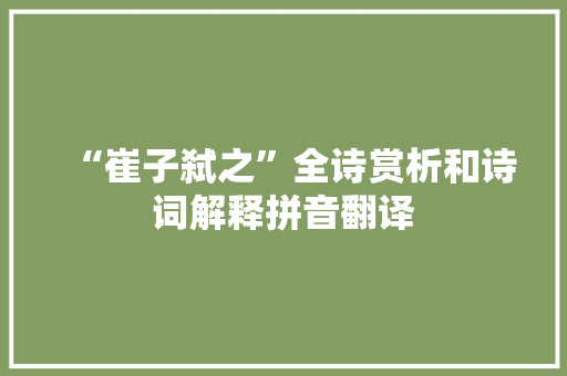 “崔子弑之”全诗赏析和诗词解释拼音翻译