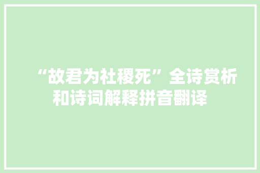 “故君为社稷死”全诗赏析和诗词解释拼音翻译