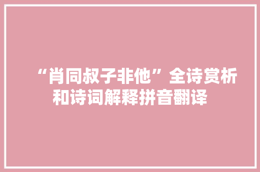“肖同叔子非他”全诗赏析和诗词解释拼音翻译