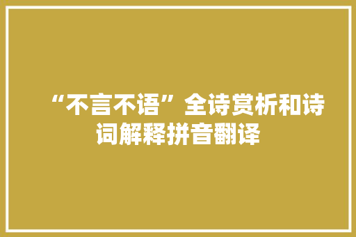 “不言不语”全诗赏析和诗词解释拼音翻译