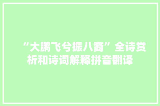 “大鹏飞兮振八裔”全诗赏析和诗词解释拼音翻译