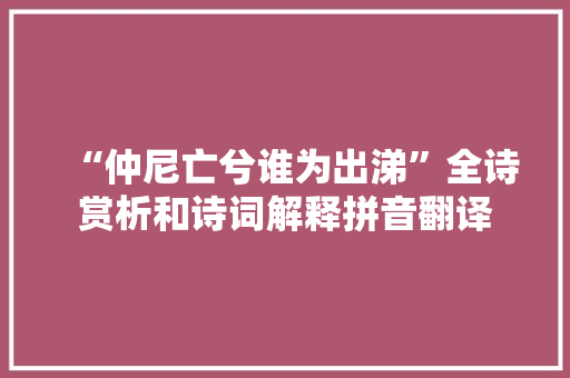 “仲尼亡兮谁为出涕”全诗赏析和诗词解释拼音翻译