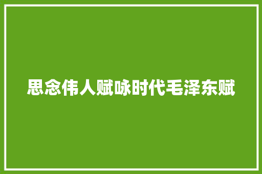思念伟人赋咏时代毛泽东赋