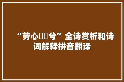 “劳心慱慱兮”全诗赏析和诗词解释拼音翻译
