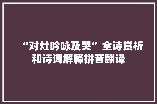 “对灶吟咏及哭”全诗赏析和诗词解释拼音翻译