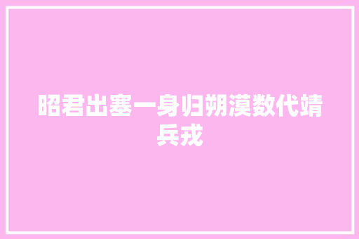 昭君出塞一身归朔漠数代靖兵戎