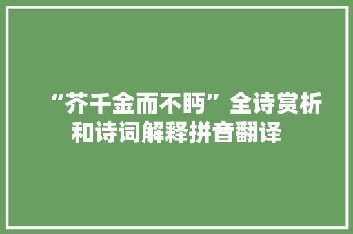 “芥千金而不眄”全诗赏析和诗词解释拼音翻译