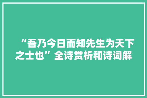 “吾乃今日而知先生为天下之士也”全诗赏析和诗词解释拼音翻译