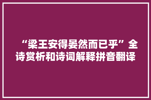 “梁王安得晏然而已乎”全诗赏析和诗词解释拼音翻译