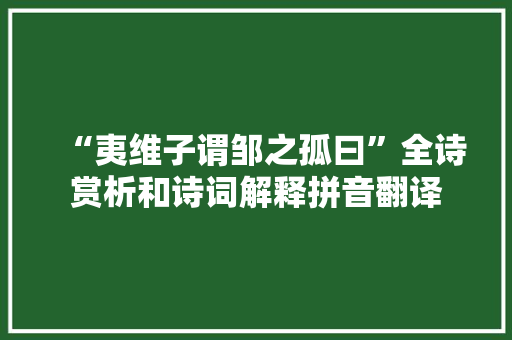 “夷维子谓邹之孤曰”全诗赏析和诗词解释拼音翻译