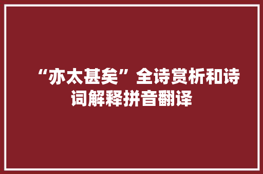 “亦太甚矣”全诗赏析和诗词解释拼音翻译