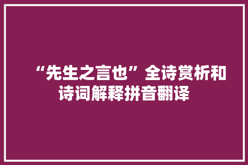 “先生之言也”全诗赏析和诗词解释拼音翻译