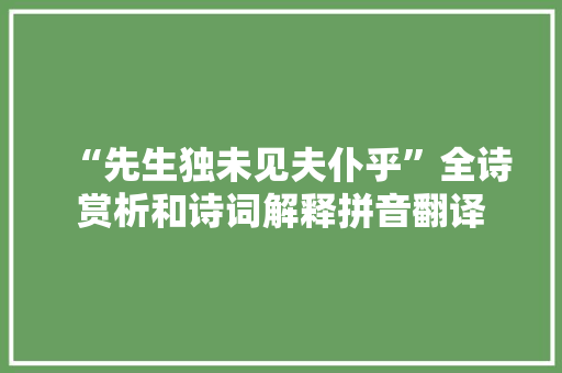 “先生独未见夫仆乎”全诗赏析和诗词解释拼音翻译