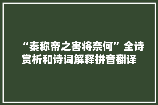 “秦称帝之害将奈何”全诗赏析和诗词解释拼音翻译