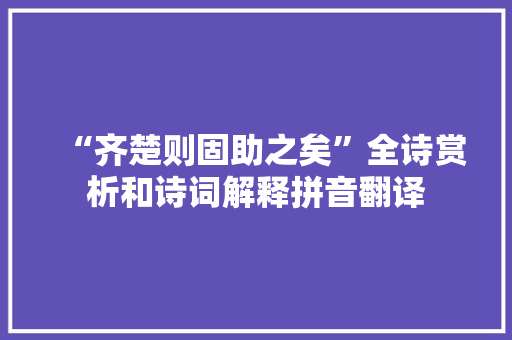 “齐楚则固助之矣”全诗赏析和诗词解释拼音翻译