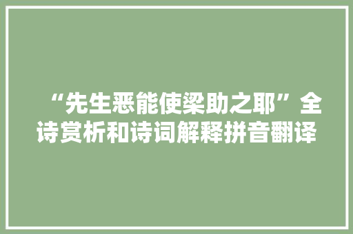 “先生恶能使梁助之耶”全诗赏析和诗词解释拼音翻译